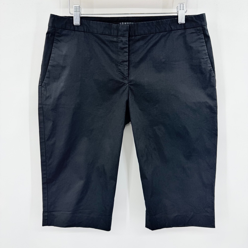 Theory Jitney Summer Twill Black Bermuda 2000's Shorts Womens Size 8